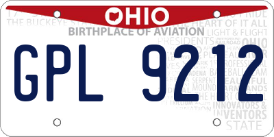 OH license plate GPL9212