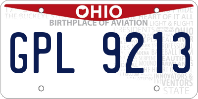 OH license plate GPL9213