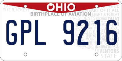 OH license plate GPL9216