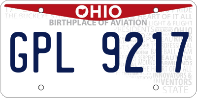 OH license plate GPL9217