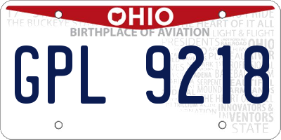 OH license plate GPL9218