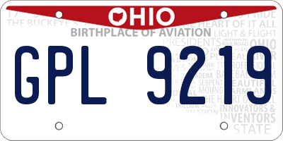 OH license plate GPL9219