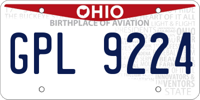 OH license plate GPL9224