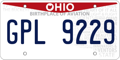 OH license plate GPL9229