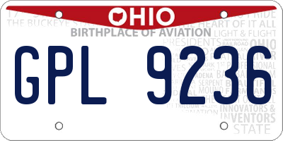 OH license plate GPL9236