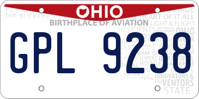 OH license plate GPL9238