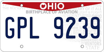 OH license plate GPL9239