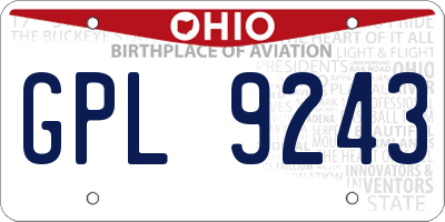 OH license plate GPL9243