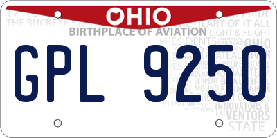 OH license plate GPL9250