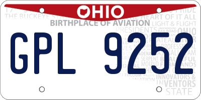 OH license plate GPL9252