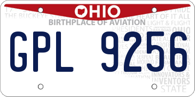 OH license plate GPL9256