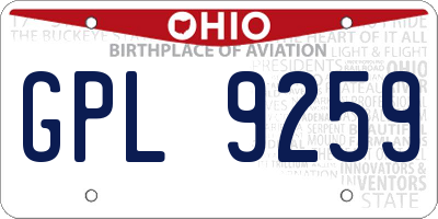 OH license plate GPL9259