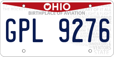 OH license plate GPL9276