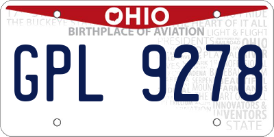 OH license plate GPL9278