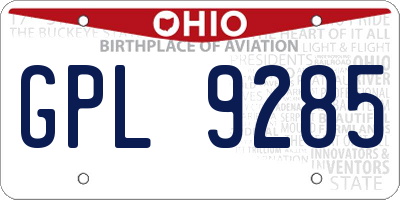 OH license plate GPL9285