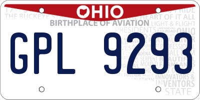 OH license plate GPL9293