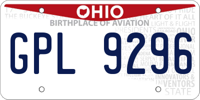 OH license plate GPL9296