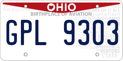 OH license plate GPL9303