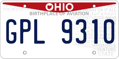 OH license plate GPL9310