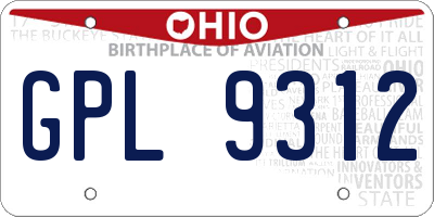 OH license plate GPL9312