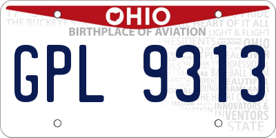 OH license plate GPL9313