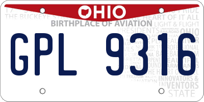 OH license plate GPL9316