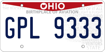 OH license plate GPL9333