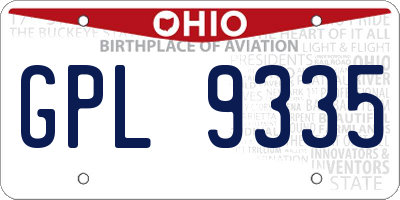 OH license plate GPL9335