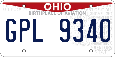OH license plate GPL9340