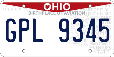 OH license plate GPL9345