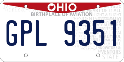 OH license plate GPL9351
