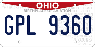 OH license plate GPL9360