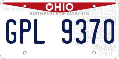 OH license plate GPL9370