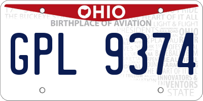 OH license plate GPL9374