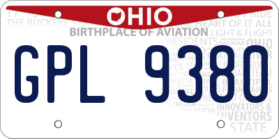 OH license plate GPL9380