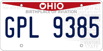 OH license plate GPL9385