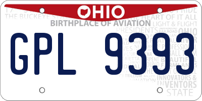 OH license plate GPL9393