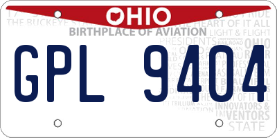 OH license plate GPL9404