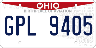 OH license plate GPL9405