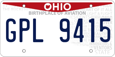 OH license plate GPL9415
