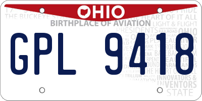 OH license plate GPL9418