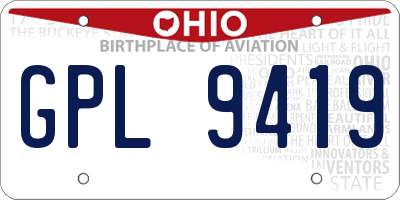 OH license plate GPL9419