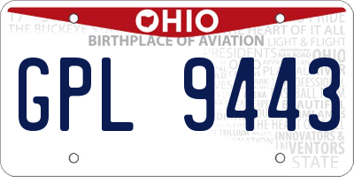 OH license plate GPL9443