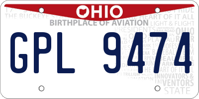 OH license plate GPL9474