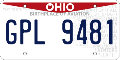 OH license plate GPL9481
