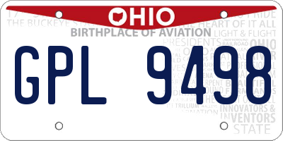 OH license plate GPL9498