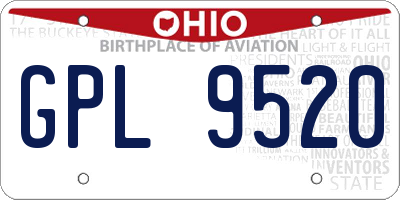 OH license plate GPL9520