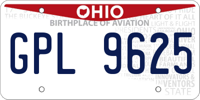 OH license plate GPL9625
