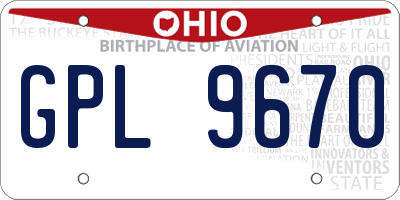 OH license plate GPL9670
