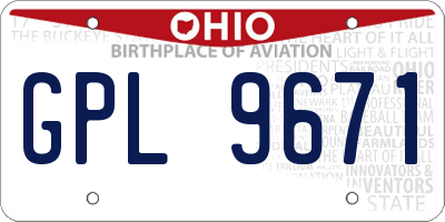 OH license plate GPL9671